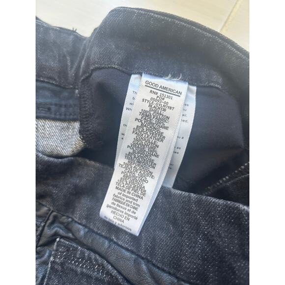 GOOD AMERICAN GOOD VINTAGE LEATHER STRAIGHT LEG JEANS WASHED BLACK SIZE 8/29 - Picture 9 of 9